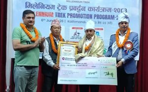 रासस गण्डकी प्रदेश प्रमुख पौडेललाई ‘मिलेनियम ट्रेक अवार्ड’